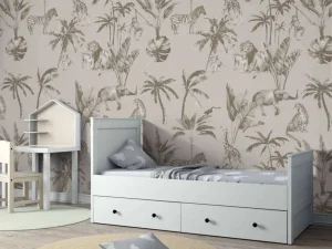New Dierenjungle patroon taupe Kinderkamer