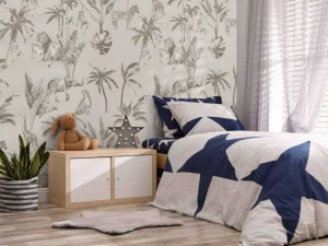 New Dierenjungle patroon taupe Kinderkamer