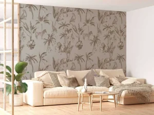 New Dierenjungle patroon taupe Kinderkamer