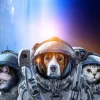 Online Dierlijke astronauten fotobehang Tienerkamer | Dieren