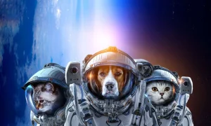 Online Dierlijke astronauten fotobehang Tienerkamer | Dieren