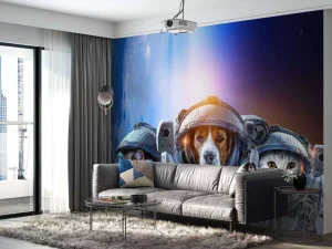 Online Dierlijke astronauten fotobehang Tienerkamer | Dieren