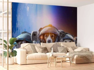 Online Dierlijke astronauten fotobehang Tienerkamer | Dieren