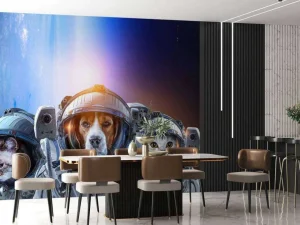 Online Dierlijke astronauten fotobehang Tienerkamer | Dieren