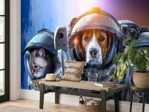 Online Dierlijke astronauten fotobehang Tienerkamer | Dieren