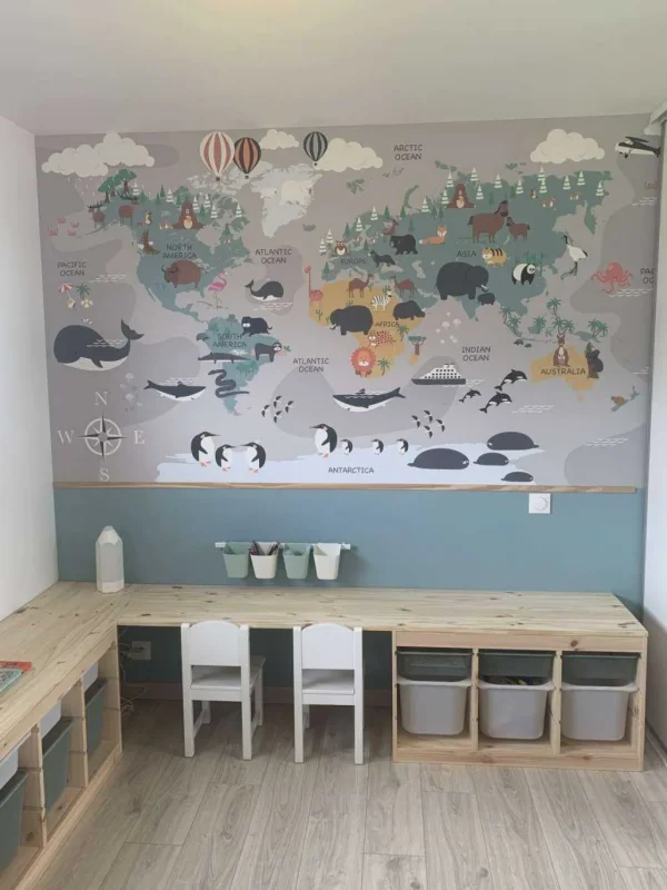 Fashion Dierlijke wereldkaart Kinderkamer | Dieren