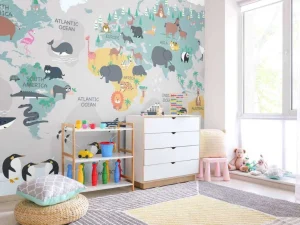 Fashion Dierlijke wereldkaart Kinderkamer | Dieren
