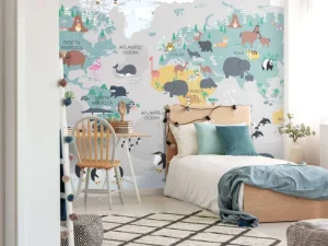 Fashion Dierlijke wereldkaart Kinderkamer | Dieren