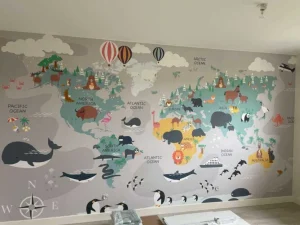 Fashion Dierlijke wereldkaart Kinderkamer | Dieren