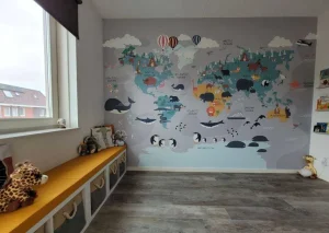 Fashion Dierlijke wereldkaart Kinderkamer | Dieren