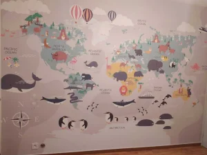 Fashion Dierlijke wereldkaart Kinderkamer | Dieren