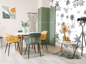 Online Dino patroon in zwart-wit Kinderkamer | Dieren