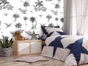 Online Dino patroon in zwart-wit Kinderkamer | Dieren