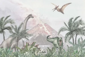 Online Dino's bij een vulkaan Kinderkamer | Dieren