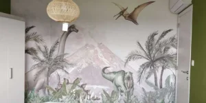 Online Dino's bij een vulkaan Kinderkamer | Dieren