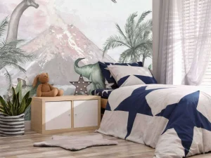 Online Dino's bij een vulkaan Kinderkamer | Dieren
