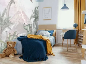 Online Dino's bij een vulkaan Kinderkamer | Dieren