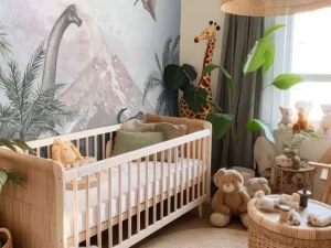 Online Dino's bij een vulkaan Kinderkamer | Dieren