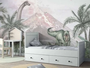 Online Dino's bij een vulkaan Kinderkamer | Dieren