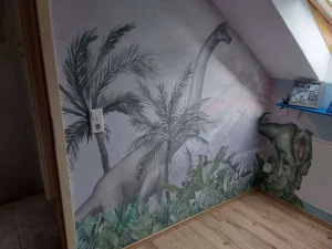 Online Dino's bij een vulkaan Kinderkamer | Dieren