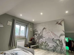 Online Dino's bij een vulkaan Kinderkamer | Dieren