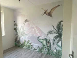 Online Dino's bij een vulkaan Kinderkamer | Dieren