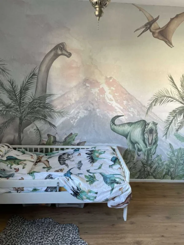 Online Dino's bij een vulkaan Kinderkamer | Dieren