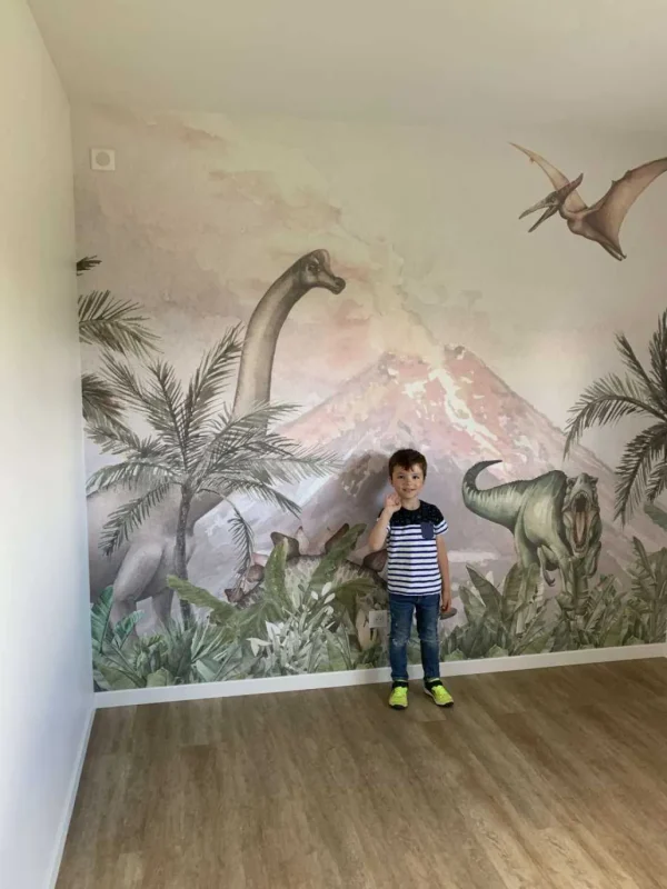Online Dino's bij een vulkaan Kinderkamer | Dieren