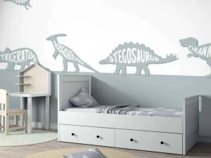 Hot Dino's met tekst in blauw Kinderkamer | Dieren