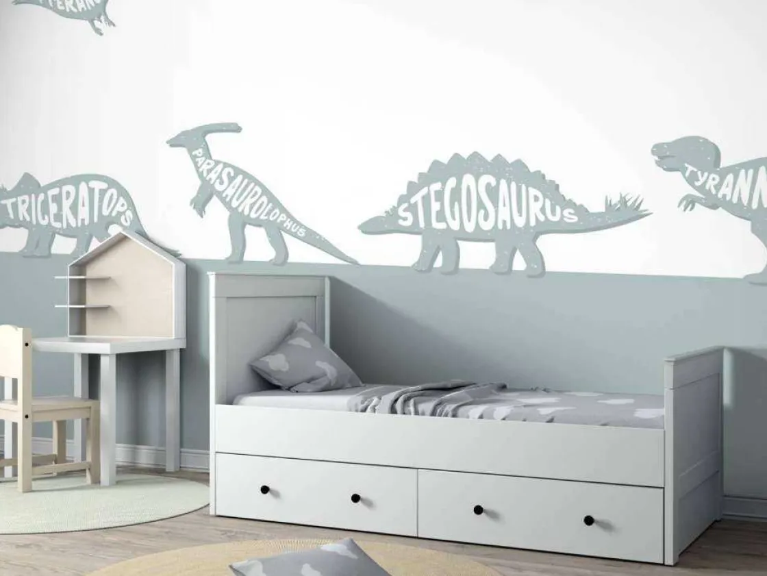 dinos_met_tekst_in_blauw_2.webp Hot Dino's met tekst in blauw Kinderkamer | Dieren