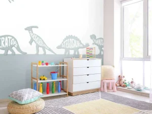 Hot Dino's met tekst in blauw Kinderkamer | Dieren