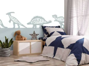 Hot Dino's met tekst in blauw Kinderkamer | Dieren
