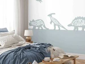 Hot Dino's met tekst in blauw Kinderkamer | Dieren