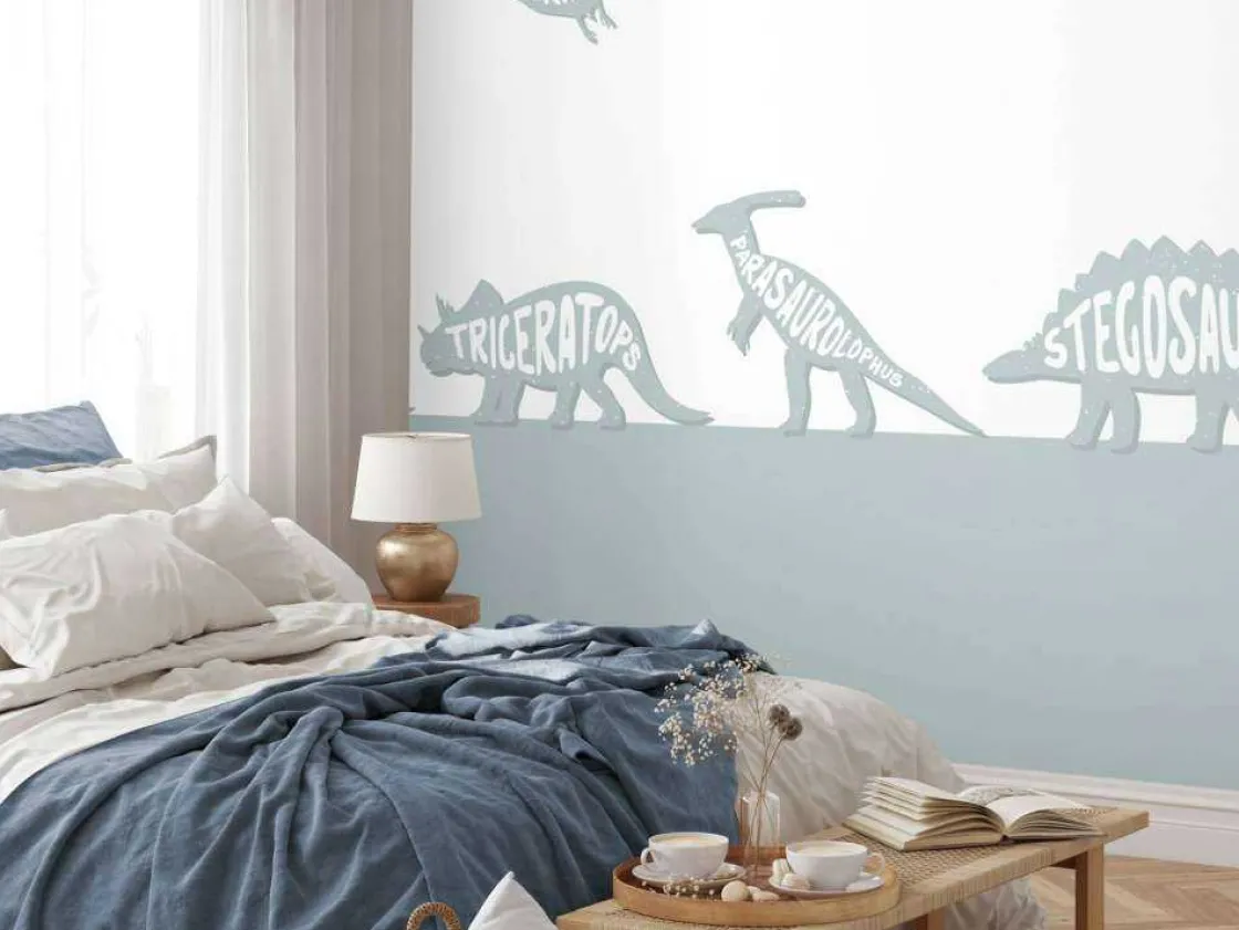 dinos_met_tekst_in_blauw_8.webp Hot Dino's met tekst in blauw Kinderkamer | Dieren