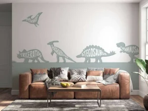 Hot Dino's met tekst in blauw Kinderkamer | Dieren