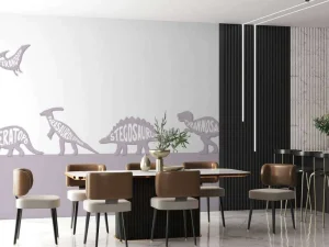 Clearance Dino's met tekst in roze Kinderkamer | Dieren