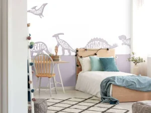 Clearance Dino's met tekst in roze Kinderkamer | Dieren