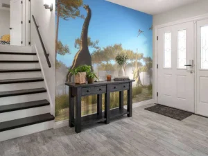 Outlet Dinosaurussen in de mist fotobehang Kinderkamer | Dieren