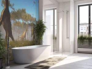 Outlet Dinosaurussen in de mist fotobehang Kinderkamer | Dieren