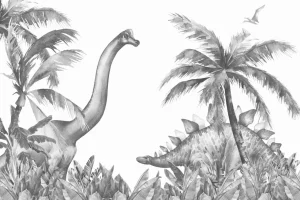 Outlet Dinosaurussen in zwart-wit Kinderkamer | Dieren