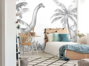 Outlet Dinosaurussen in zwart-wit Kinderkamer | Dieren