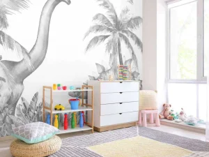 Outlet Dinosaurussen in zwart-wit Kinderkamer | Dieren