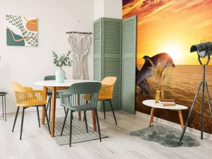 Online Dolfijnen bij zonsondergang fotobehang Tienerkamer