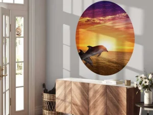 Online Dolfijnen bij zonsondergang fotobehang Tienerkamer