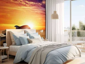 Online Dolfijnen bij zonsondergang fotobehang Tienerkamer