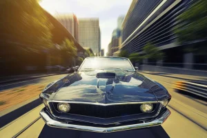 Best Donkerblauwe Amerikaanse muscle car fotobehang Kinderkamer | Transport