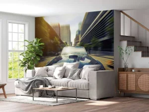 Best Donkerblauwe Amerikaanse muscle car fotobehang Kinderkamer | Transport