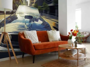Best Donkerblauwe Amerikaanse muscle car fotobehang Kinderkamer | Transport