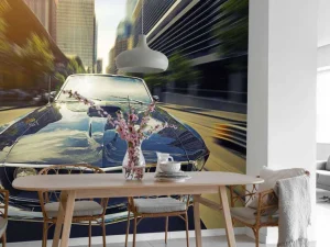 Best Donkerblauwe Amerikaanse muscle car fotobehang Kinderkamer | Transport