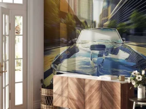 Best Donkerblauwe Amerikaanse muscle car fotobehang Kinderkamer | Transport